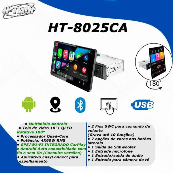 CENTRAL MULTIMIDIA UNIVERSAL WIFI ANDROID 12 TELA FLUTUANTE TOUCH 1DIN (PARA QUALQUER CARRO) + CÂMERA DE RÉ