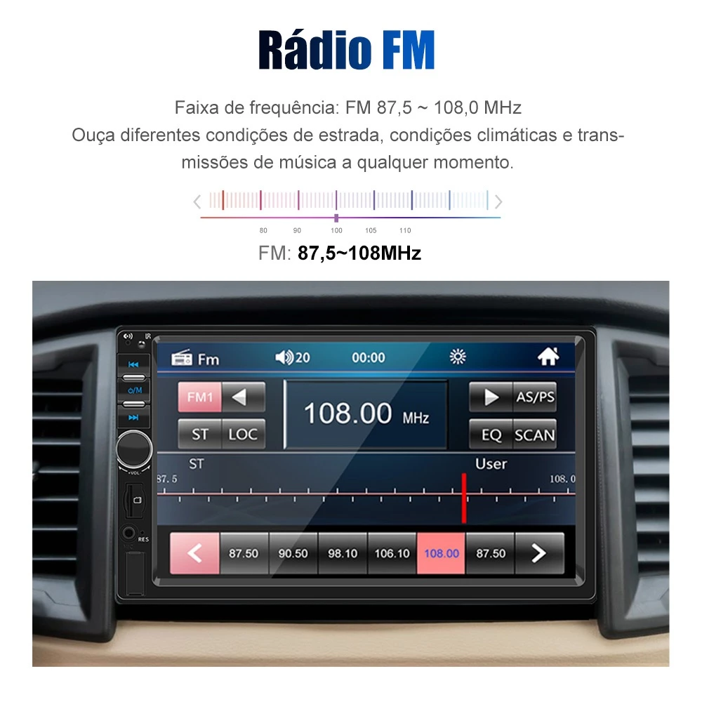 ESSGOO 1 din 2 din Rádio De Carro Bluetooth 7 Polegadas Tela Sensível Ao Toque Multimídia MP5 Player