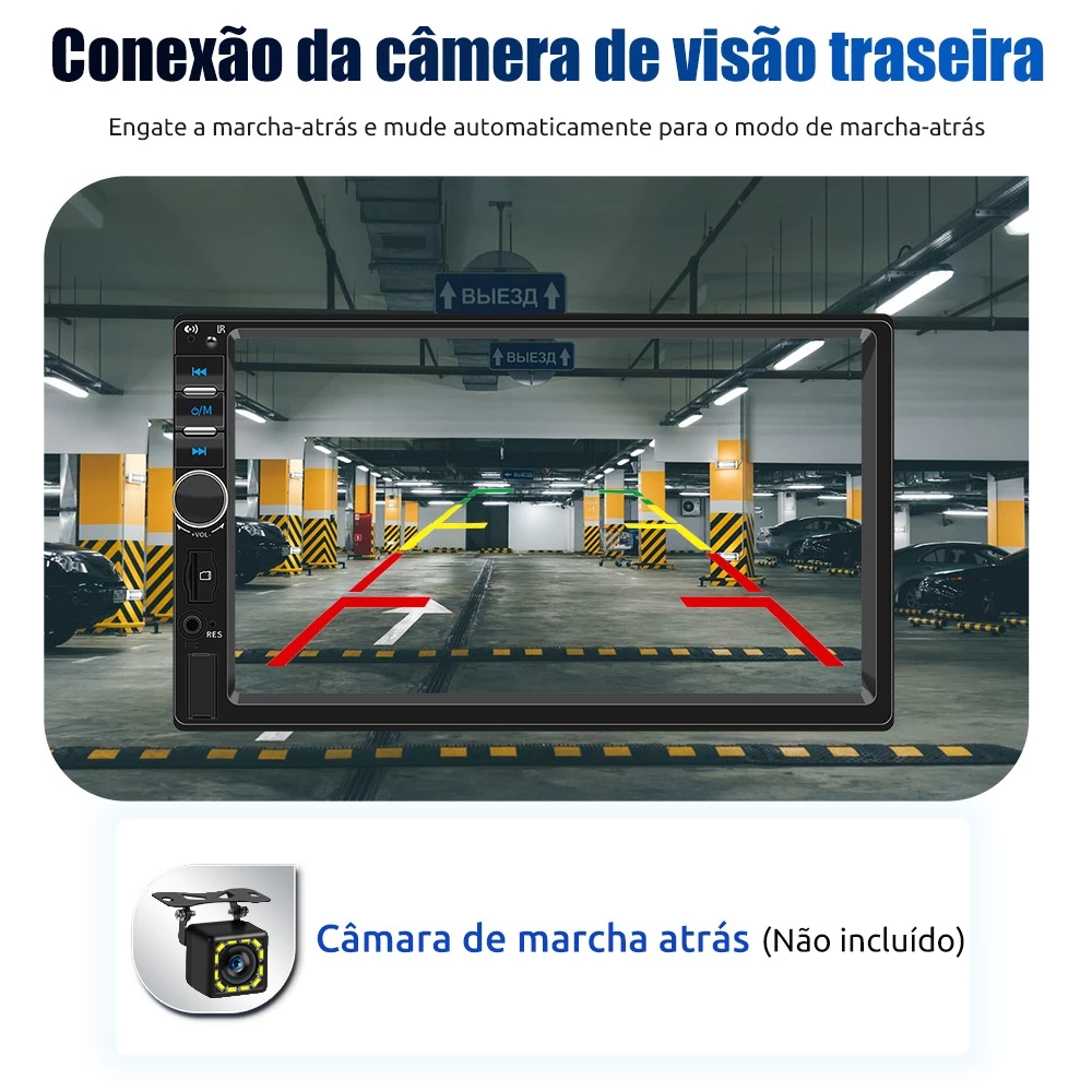 ESSGOO 1 din 2 din Rádio De Carro Bluetooth 7 Polegadas Tela Sensível Ao Toque Multimídia MP5 Player