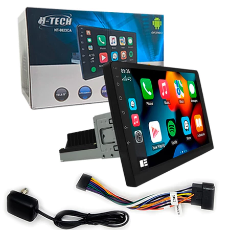 Multimidia H-tech Ht-9823ca 1 Din 9 Polegadas Android 12 Carplay Android Auto 2Gb Ram 32GB Memória